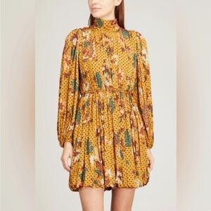 ULLA JOHNSON Wilhemina Dress Amber Mockneck Long Sleeve Dress Floral Sz M NEW